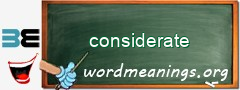 WordMeaning blackboard for considerate